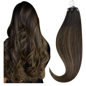 HOTBANANA Micro Ring Hair Extensions Human Hair, 22 inch 50g
